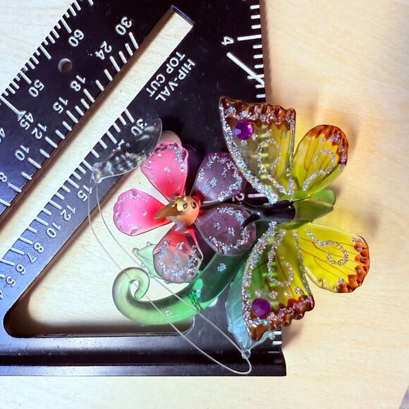 Ashton Drake Butterfly Glass Ornament VTG Collectible Hibiscus Haven Sun Catcher - Picture 9 of 14